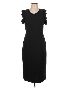 Michael Kors Black Ruffle-Sleeve Sheath Dress. 